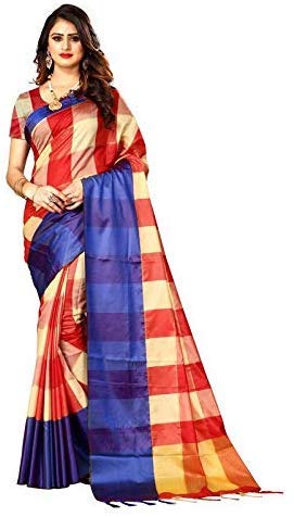 Shoppershopee Women Silk Silk Saree Blue (Set of 2)