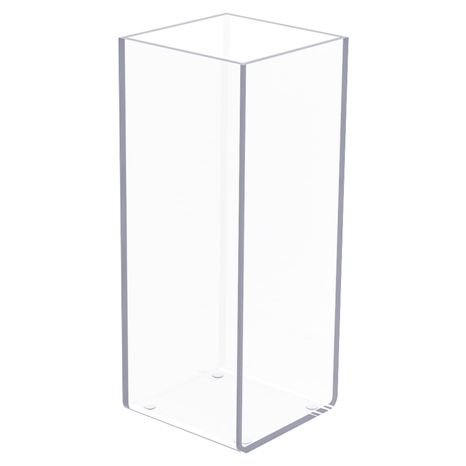 Kamehame Acrylic Clear Rectangular Vase, Tall Rectangle Vase Decorative Centerpiece for Home or Wedding (4"x4"x10")