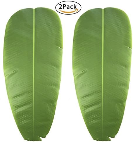 Wuxi Chuannan Fake Faux Artificial Tropical Leaves,Faux Palm Leaves Artificial Plant Leaves Green Banana Leaf for Home Kitchen Party Decorations(2 Pack)