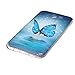 Galaxy J7 V Case, Galaxy J7 Perx Case,J7 2017 Case, PHEZEN Luminous Noctilucent Blue Butterfly Pattern Flexible TPU Silicone Slim Fit Bumper Protective Cover for Samsung Galaxy J7 2017