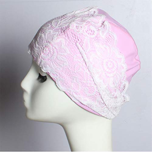 YouCY Lace Flower Swimming Cap Waterproof Swim Hat Bathing Cap Ladies Lace Swim Cap Girl Swim Cap Woman Swimming Cap for Female Swimming Cap,Pink