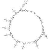 NewZenro Minimalist Star Charm Bracelets for Men Women Unique Punk Silver Plated Chain Link Bracelet Adjustable for Party Accessories Rock Fashion Trendy Jewelry 8.6"