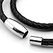 Jusnova Black Braided Leather Bracelet Bangle with Stainless Steel Magnetic Clasp for Men Women