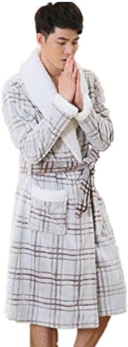 DMMSS Men Autumn And Winter Nightgowns Padded Plaid Pajamas Flannel Bathrobe Sleepwear , xxl