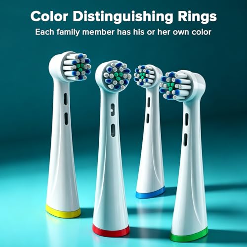 ELYCO 12 Pack Soft Toothbrush Heads Compatible with Oral-B iO, Pack of 12 with 4 Dust Caps and Coloured Rings for Electric Toothbrush Series iO 2 3 4 5 6 7 8 9 10 Series