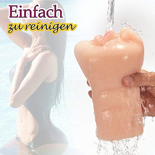 Masturbator Taschenmuschi mit 3D realistischen Mund Vagina Masturbieren Blowjob Pussy mit Porzellanhaut Erotik tragbare Muschi hautähnlicher Textur Sexspielzeug für Männer Moruioy