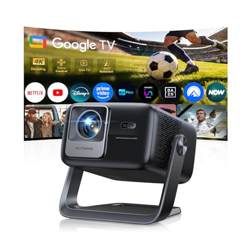 4K Projector, Google TV, 1200 ANSI, 360° Rotation, 30W HiFi】HDR10 Auto Focus and 6D Keystone Projector, WiFi Bluetooth, Portable Voice Control Projector, Ceiling Projector and Home Cinema