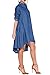 ZKESS Women's Long Sleeve A-line High-Low Denim Casual Skater Dress Large Size Blue