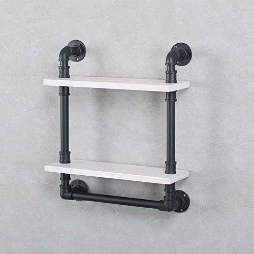 Industrial Pipe Shelving Bathroom Shelves Wall Mounted, 2Layer 24in