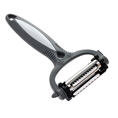 CMrtew Multifunctional 360 Degree Rotary Kitchen Tool Vegetable Fruit Potato Carrot Peeler Grater Turnip Cutter Slicer Melon Gadget (Gray)
