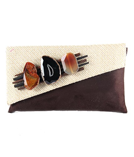 SAISHA Womens Clutch (Gold & Brown)