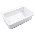 Sinkology Jackson Crisp White Fireclay 33" Single Bowl Drop-In Kitchen Sink with 1 Hole