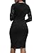 Domy Women's Formal Bodycon Dress Floral Lace Panel Ruched Sheath Dress (S, Black)