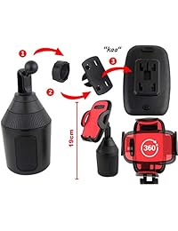 Soporte para teléfono de la taza para el automóvil - Soporte para teléfono de cuello de ganso, Soporte para ventilación de aire del teléfono - Color rojo elegante - Compatible con iPhone, Teléfonos con Android - Soporte de teléfono ajustable en la base 36