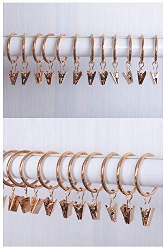 CUGBO 40Pack Curtain Clips Rings Strong Metal Decorative Rustproof Drapery Curtain Rod Ring with Clip for Windows, Bathroom, Home, Kitchen-1.65" OD-Gold - Thumbnail 6