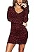Meenew Women's Long Sleeve Sequin Dress Back Lace Up Bodycon Glitter Party Dress
