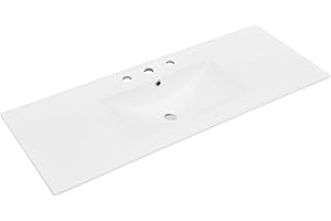 SWISS MADISON Ceramic Vanity Top 48 inch with Three Faucet Holes, 47.56"D x 18.31"W x 7.06"H, White
