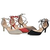 Brinley Co. Womens Pointed Toe Lace-up Ankle Strap Pumps