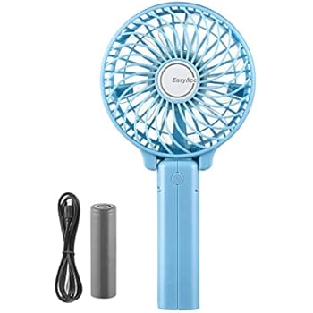 EasyAcc Mini Handheld Fan Desk Fan Small Personal Portable Stroller Table Fan with USB Rechargeable 2600mah Battery Operated Cooling Folding Electric Fan for Travel Office Room Outdoor Household -Blue