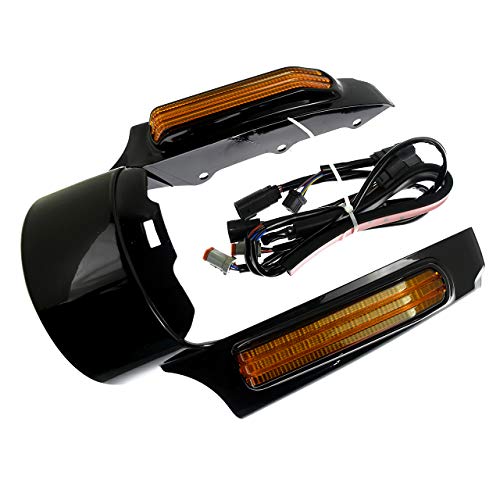 REBACKER Motorcycle Rear Fender Fascia LED Light For Harley Touring Road Glide Street Glide Electra Glide Road King Ultra Limited 14-2019 Gloss Black