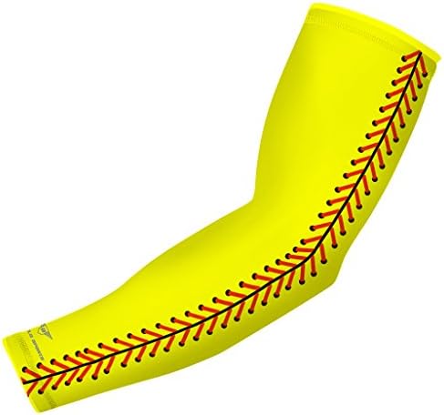 Sports Compression Arm Sleeve - Youth &amp; Adult Sizes - Softball Thread - by Bucwild Sports (1 Sleeve - Adult Small)