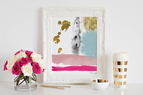 Abstract Art Print by Penny Jane Design, Modern Painting Decor Art, Contemporary Watercolor Design, Blue Gold Grey Pink, Home Decor, Nursery Wall, Home Office, Children's Bedroom