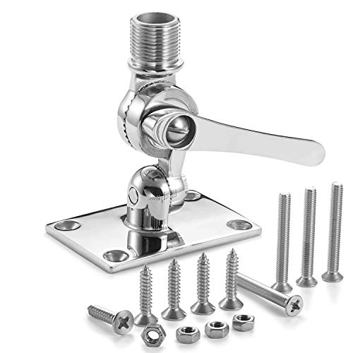 ZOMCHAIN Marine VHF Antenna Mounts, Ratchet Mount, 316 Stainless Steel Adjustable Base Mount for Boat
