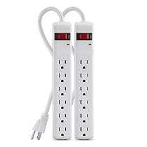 Belkin 6-Outlet Power Strip Surge Protector with 2-Foot Power Cord, 200 Joules (2-Pack)