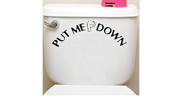 Lavabo del inodoro del baño PONÉME ABAJO gesto etiqueta ...