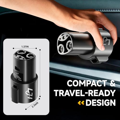 LJH J1772 to Tesla Charger Adapter, Max 80A/240V – J1772 to NACS Adapter for Tesla Model 3/Y/X/S/Cybertruck and All Electric Vehicles in the NACS Alliance