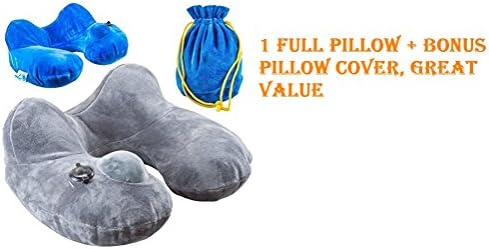 The Ocean Blues 100% Pure Machine Washable Lightest Travel Pillow: Available with Extra Pillow Cover