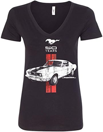 Ford Mustang 50 Years Women's V-Neck T-Shirt GT Boss 302 Shelby Cobra