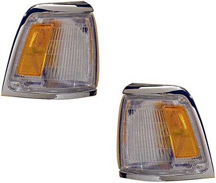 1992-1995 Toyota Pickup Truck 2WD 4x2 (With Chrome Trim, Paint to Match) Corner Park Light Turn Signal Marker Lamp Pair Set Right Passenger And Left Driver Side (1992 92 1993 93 1994 94 1995 95)