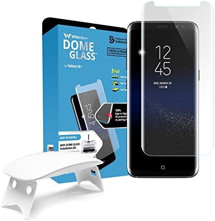 Whitestone Dome Glass, [For Galaxy S8+] Tempered Screen Protector, Superior Touch Sensitivity, Cracked Screen Repair, Edge to Edge Full Coverage, Anti-Fingerprint,extra adhesive (Adaptor included)