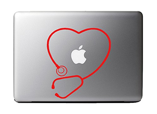 Cute Stethoscope Heart Art - Red Vinyl Decal for 13" Macbook