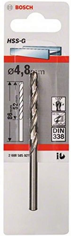 Bosch Professional 1x Metal drill bits HSS-G DIN 338 (for metal diameter 4.8 x 52 x 86 mm, Accessory Drill Driver)