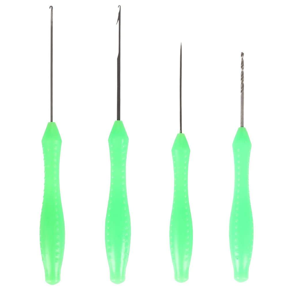 JIEDALIN 4 Pcs Fishing Rigs Needle Kit Fishing Drill Hook Stringer Needle 3 in 1 Baiting Needle Tool Fishing Rigging Bait Needle Kit Tool Set for Making Rigs