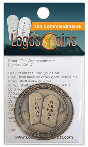 Ten Commandments Coin, I Am The Lord Your God, Exodus 20:1-7. Token to