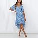 Women’s Casual Swing Dress – Ladies Summer V Neck Short Sleeve Dresses – Warp Tie Midi Dressthumb 2