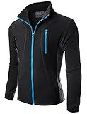Doublju Mens Zipper Colorblock Lightweight Fleece Jacket