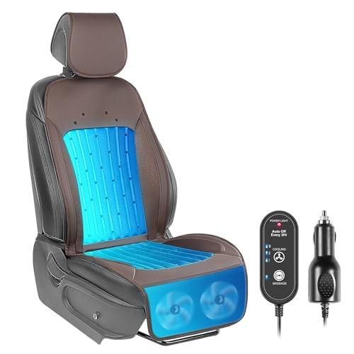 Paffenery 2025 Upgraded Cooling Car Seat Cover Front Seat, 12V-24V Ventilated Cooling Car Seat Cushion, Cooled Seat Cover for Car SUV Truck Universal Fit, Fashion Brown