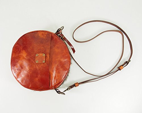 Leather Crossbody Round Cowhide Canteen Purse