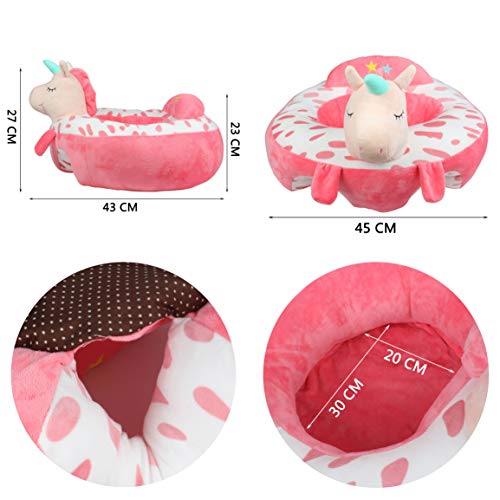 Alpacasso Infant Safe Sitting Chair, Comfortable Infant Soft Plush Floor Support Seat, Baby Learning to Sit Head Protect Chair with Stuffed Animal Toys. (Unicorn)