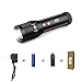 Tactical LED Flashlight, Super Bright Portable Handheld Emergency Flashlight Torch Lamp Lantern Warning Light Zoomable Adjustable with 18650 Rechargeable Battery and Charger