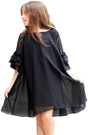 Miss Q Big Girls Beautiful Chiffon Modern A-Line Dress (With Options), 8-14 Tween/Teen Special Occasion (10)