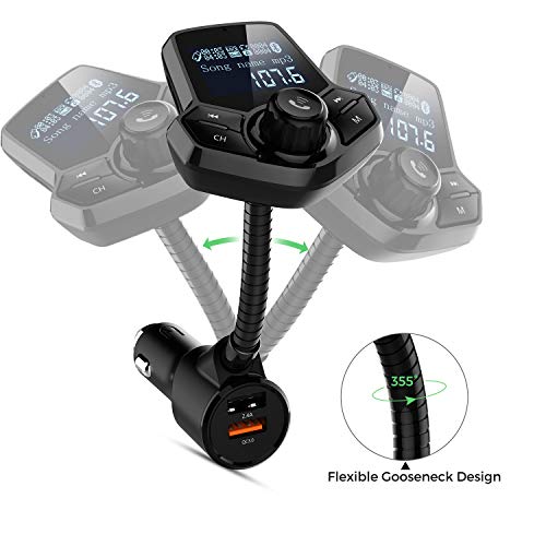 AUTOLOVER Bluetooth FM Transmitter, HY91 Wireless in-Car Bluetooth Car FM Transmitter 1.44 inch Display Supports USB Flash Drive, TF Card, and Daul USB Quick Charger for All Smartphones Audio Players - Thumbnail 5