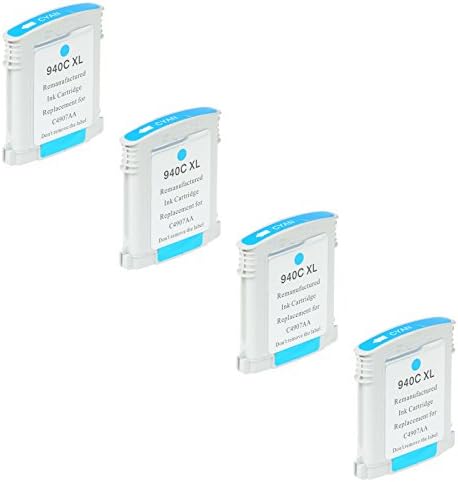 AMTONER Remanufactured 940XL 940 XL Ink Cartridge Cyan C4907AN High Capacity for Officejet Pro 8000 8500 8500A 8500a Plus 8500a Premium Printers 4 Pack