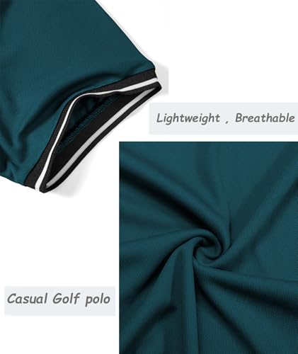 JACKETOWN 5 Pack Men's Polo Shirts Short Sleeve Lightweight Breathable Tennis Adult Polo Shirts Collared