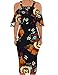 Murimia Women's Cocktail Dresses Floral Ruffle Sleeves Wedding Guest Dresses Midi Bodycon Dress, Black, Large