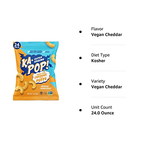 KaPop! Popped Puffs Vegan Cheddar Gluten, Corn and Dairy Free Kosher Paleo Non